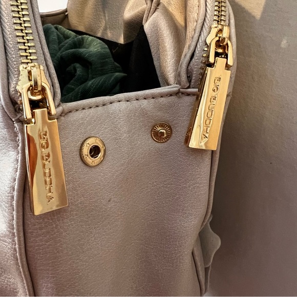 BIG BUDDHA Bone color Medium Handbag Tote Shoulder/Handle Bag 3D Flowers - Picture 9 of 12